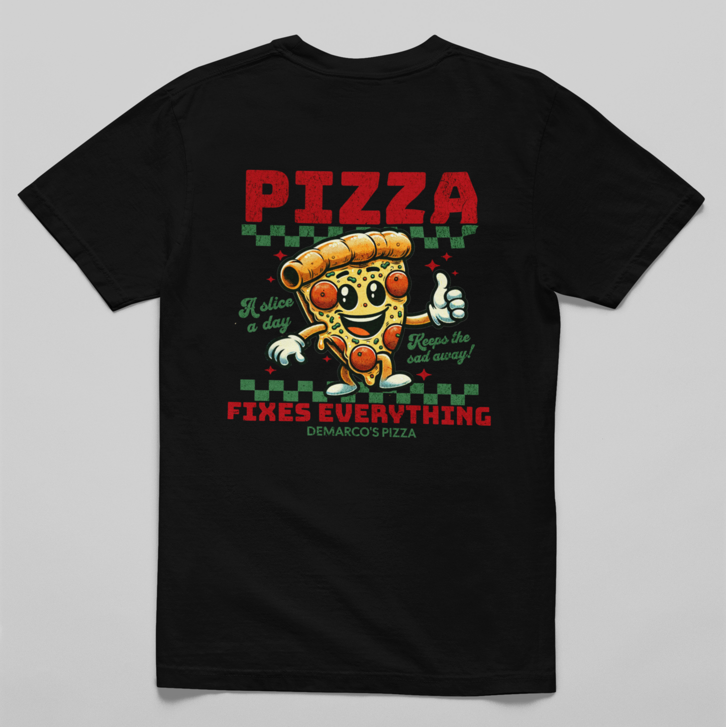 Pizza Fixes Everything (Checkered) T-Shirt